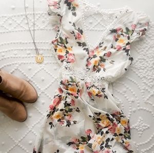 NWT Floral maxi with high low ruffle hem